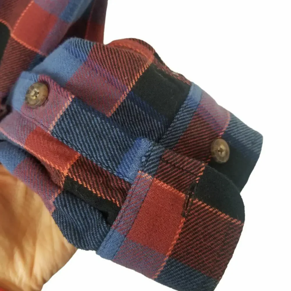 Duluth Trading Co Mens Plaid Flannel Shirt Size L Gorpcore Heavyweight Workwear